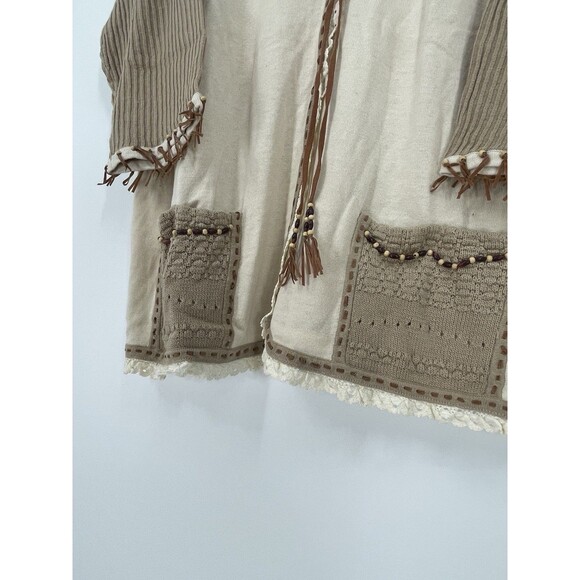 NWT STORYBOOK KNITS Crochet Knit Western Sweater Cardigan Fall Tassle Beaded - Picture 5 of 13
